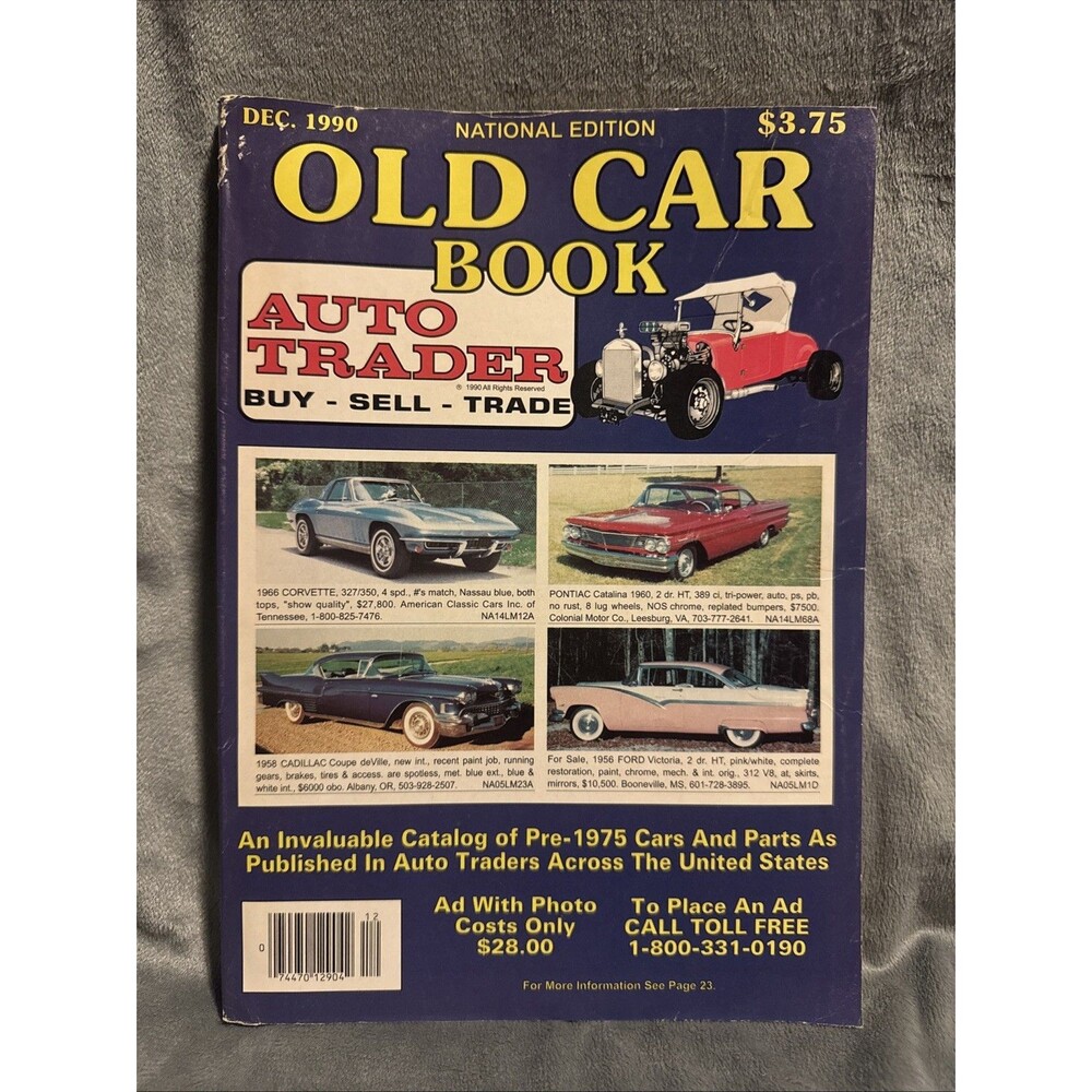 Vintage National Edition Old Car Book Auto Trader Dec 1990